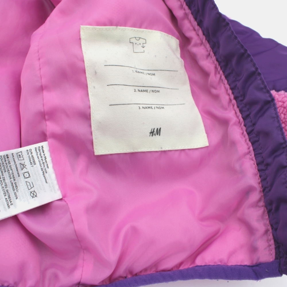 H&M Girls 2T Fuzzy Full-Zip Jacket – Pink & Purple - Picture 5 of 6
